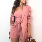 Женский офисный комплект из 2 предметов, пикантный пиджак с воротником-лодочкой и длинным рукавом и юбка, розовый блейзер, женская одежда