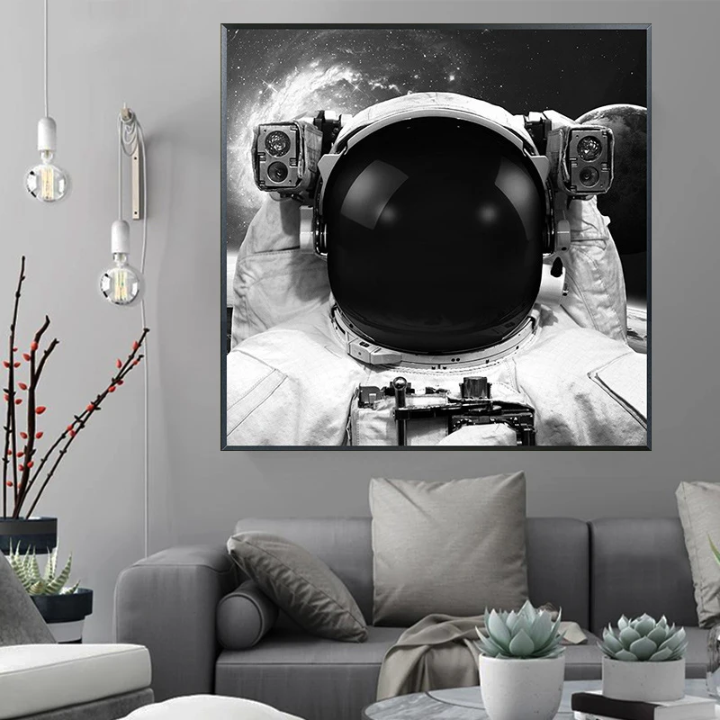 

Earth Moon Planet Canvas Painting Black White Space Astronaut Posters and Prints Living Room Home Decoration Wall Art Pictures