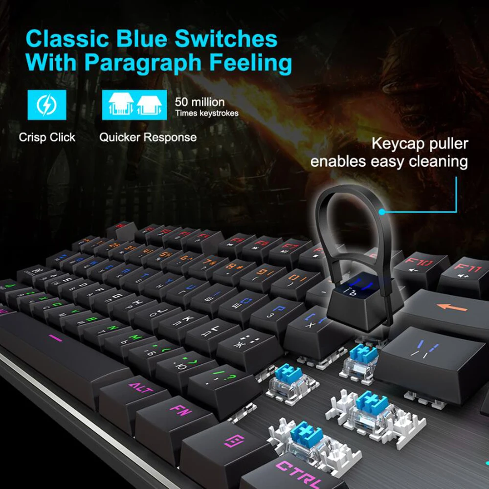 Механическая игровая клавиатура 87/104 клавиш с защитой от приманок
