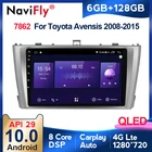 6G + 128G QLED 4G LTE Carplay Android 10 для Toyota Avensis 2008-2015 автомобильный Радио мультимедийный видео плеер навигация GPS 2Din без dvd