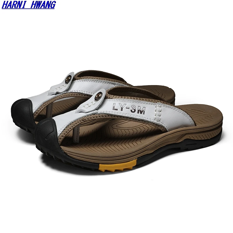 

Summer leather large size sandals and slippers fashion men's flip-flopsmen summer shoes slipper casual mens shoes casual luxury
