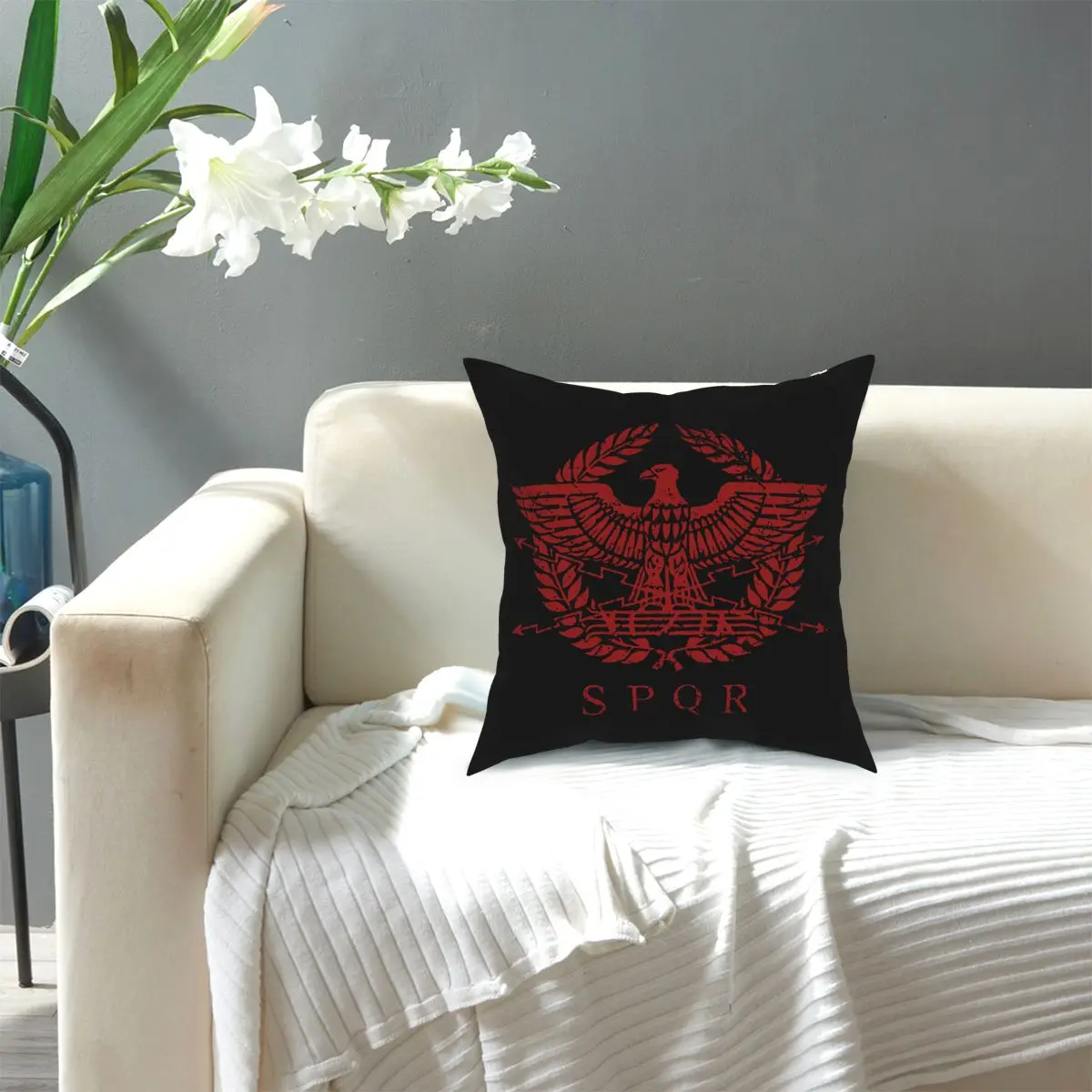 

Roman Empire Eagle Emblem Pillow Case Decoration SPQR Cushion Cover Throw Pillow for Living Room Polyester Double-sided Printing