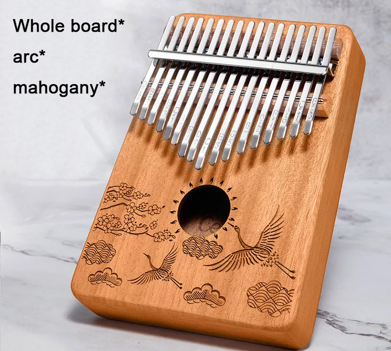 mahogany Последние 17 клавиш Kalimba большого пальца фортепиано из красного дерева вся доска палец пианино твердой древесины студента начинающих Синий Зеленый клавиатура инструмент - Цвет: mahogany