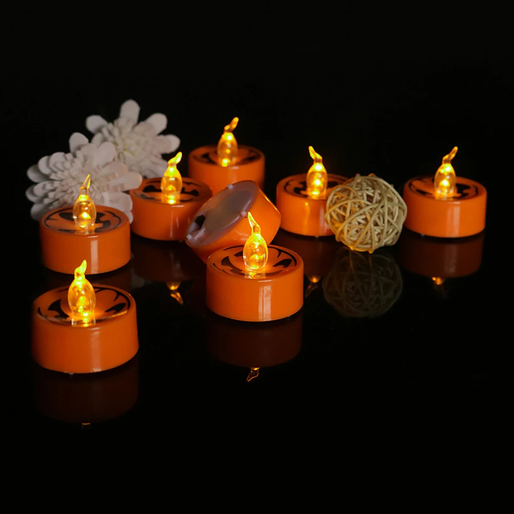 

12pcs/set Creative Pumpkin Light Halloween Flameless Orange Electric Candle Lamps Halloween Decoration for Home Horror House