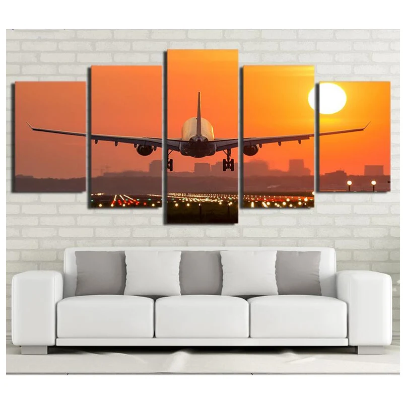 

5 Pieces Airplane Sunset Diamond Painting Full,Diamond Embroidery,3d picture,Cross Stitch,Diamond Mosaic,Still life,home decor