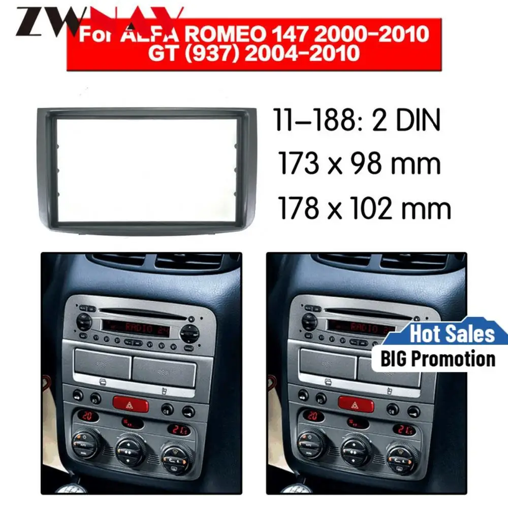 

Car DVD Player frame For 2000-2010 ALFA ROMEO 147 2DIN Auto AC Black LHD RHD Auto Radio Multimedia NAVI fascia