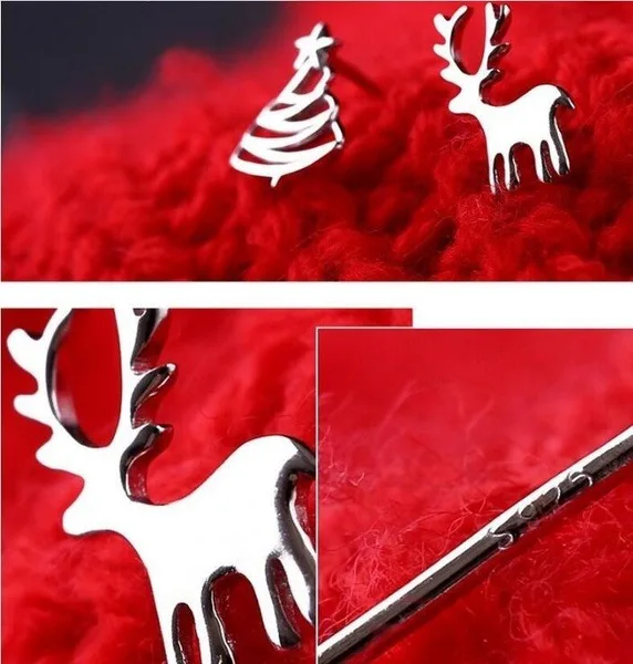 

new fashion Creative Halloween tree elk drawing asymmetric white earring for women jewelry engagement wedding earrings