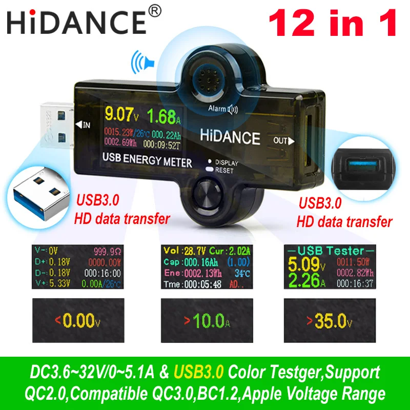 USB 3,0 TFT 13 в 1 USB тестер приложение dc Цифровой вольтметр Амперметр voltimetro power bank детектор напряжения вольтметр Электрический доктор