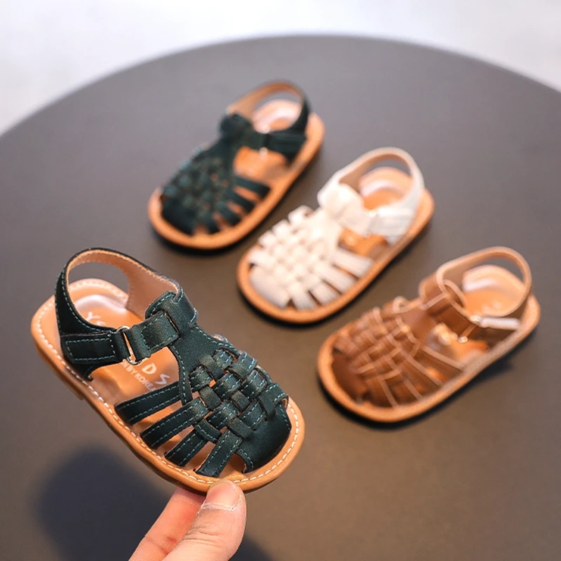 

12,5-19 см брендовые зеленые детские сандалии из искусственной кожи сандалии с закрытым носком для девочек мягкая подошва сандалии для детей н...