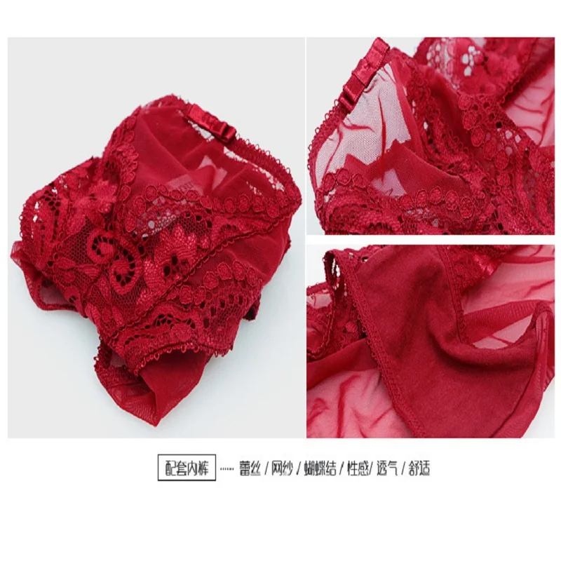 

Half-cup bra lace sexy temptation gathering ladies no steel ring underwear bra set