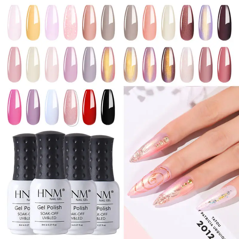 

HNM Soak Off Pure Color Gel Nail Polish Color Box Set Nail Varnish Primer UV Gelpolish Vernis Hybird Lacquer 6pcs Set 8ML