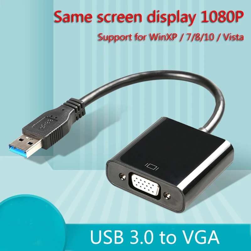 

67JA USB3.0 To VGA Video Display Adapter Cable Multi-display Converter Adapter For PC
