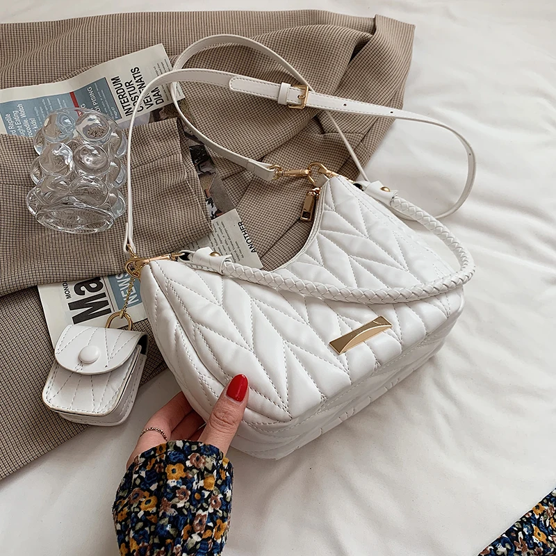 

Half Moon Solid Color Simple Small PU Leather Crossbody Bags For Women 2021 Summer Travel Fashion Shoulder Handbag Designer