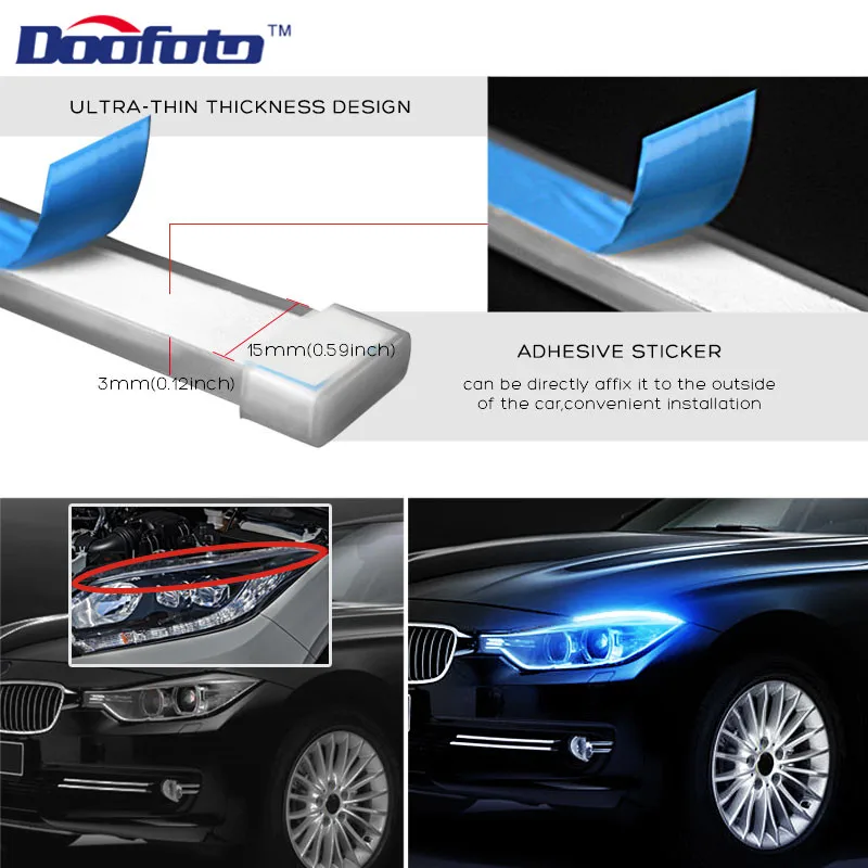 Doofoto DRL LED Daytime Running Light Turn Signal Controller Flexible Headlight Strip Car Accessories Waterproof Universal | Автомобили и