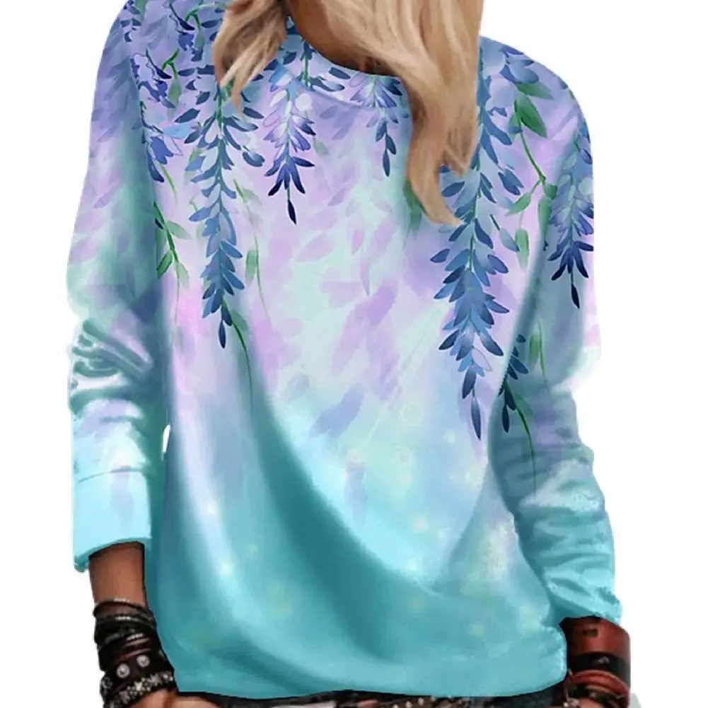 

Women Sweatshirt Leaf Print All Match 5 Colors Autumn Casual Loose Sudaderas con capucha Pullover Hoodie