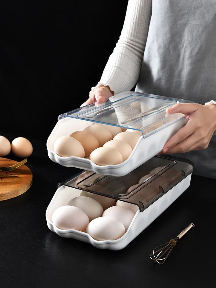 

Egg Holder Large Capacity Egg Storage Box Container for Fridge 14 Grids Eggs Plastic Dispenser Airtight Fresh Preservation new