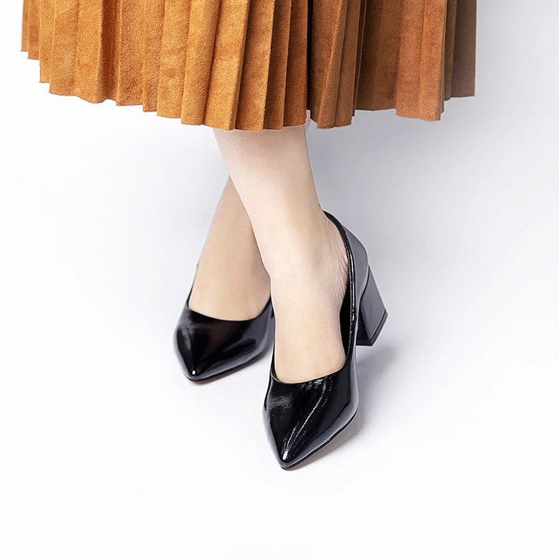 

Osunlina Wine Red Woman's Pumps Fashion Square High Heels Handmade Patent Leather Autumn Work Elegant Shoes Size 35-41 A196