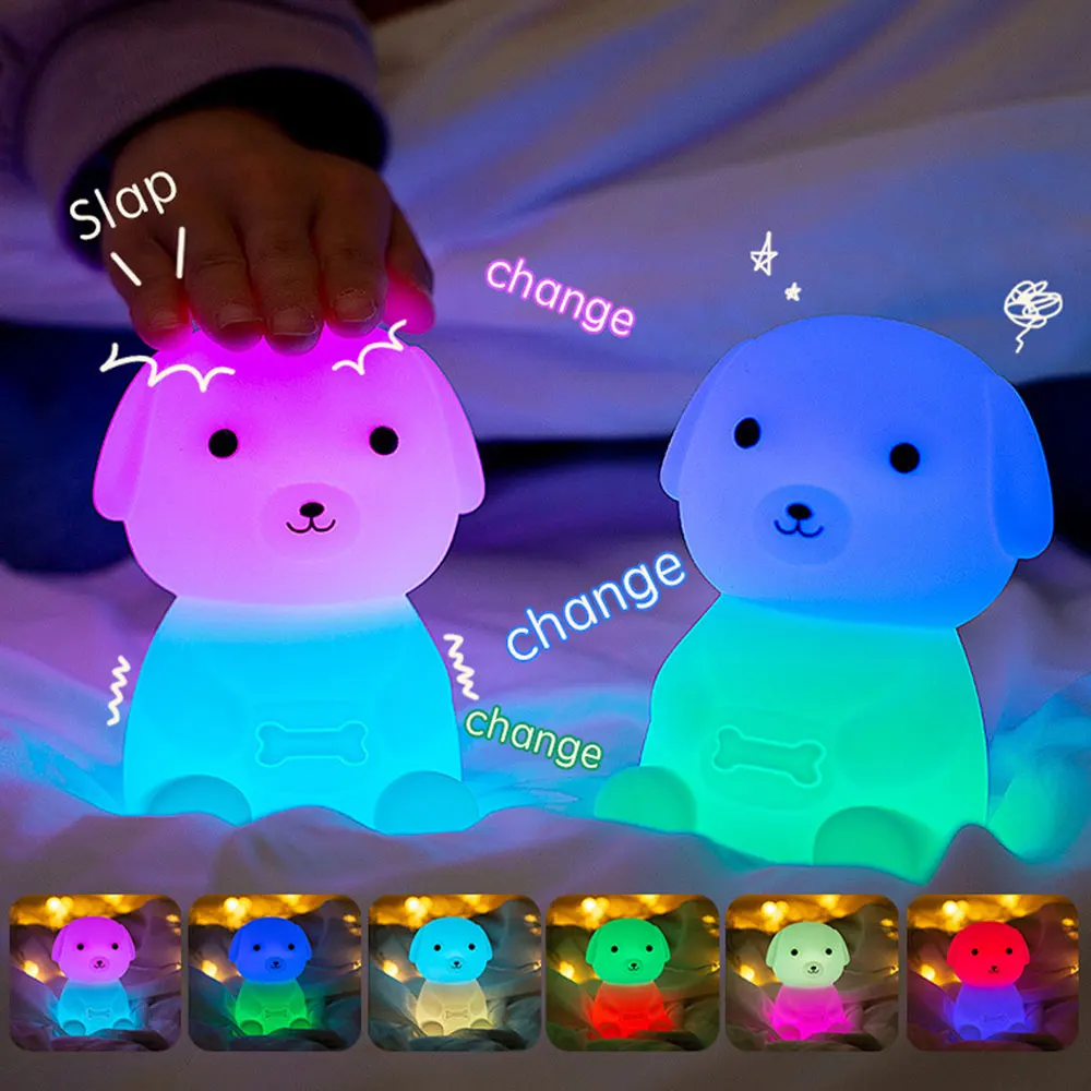 Силиконовый ночник RGB с милыми животными щенками Мультяшные персонажи детский