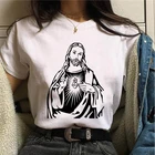 2021 Лидер продаж Летняя женская футболка Иисус графический принт футболка Женская Harajuku Модные солнцезащитные очки в стиле ретро с белый размера плюс футболка с коротким рукавом женский