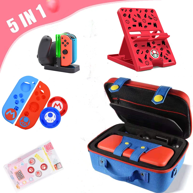 

5 in 1 For Nintend Switch Game Accessories Set For Nintend Switch Crossing Carrying Case Nintend Switch Console Game Accessories