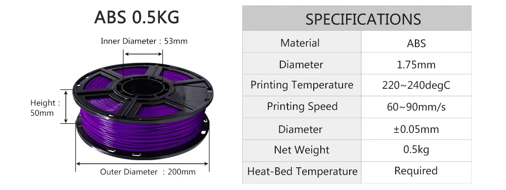 Flashforge ABS нить 1,75 мм 0,5 кг для DIY 3D принтеров