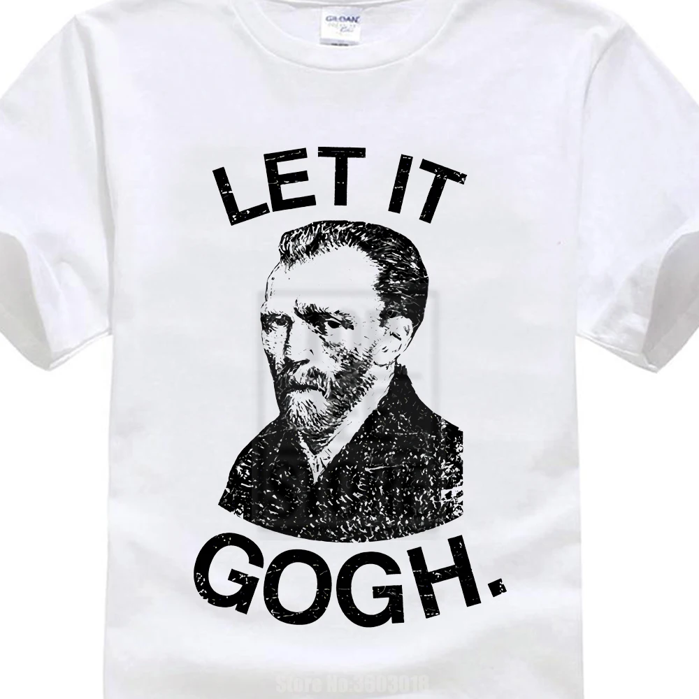 Новинка 2018 модная мужская футболка с вырезом лодочкой и коротким рукавом Let It Gogh