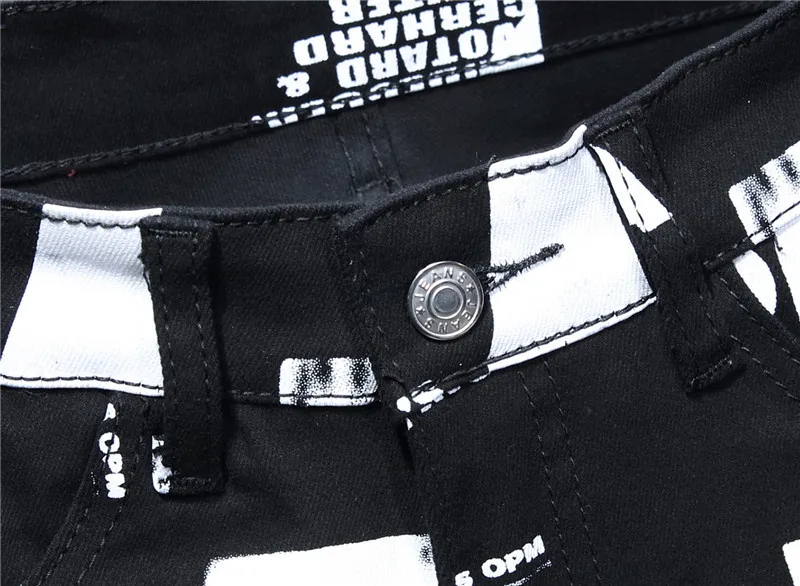 

Trendy Printed Pants Jeans Men's Slim Flower Pants High-end Stretch Pants Black Casual Jeans Men's Pants