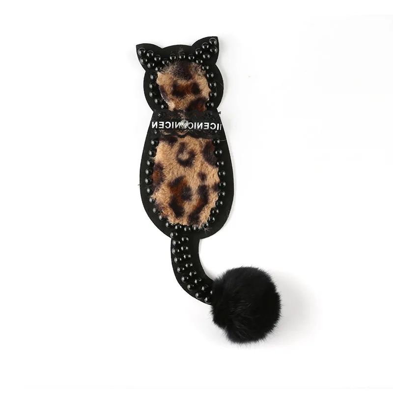 Плюшевая нашивка в виде кошки аппликация для одежды 3D Аппликация из бисера