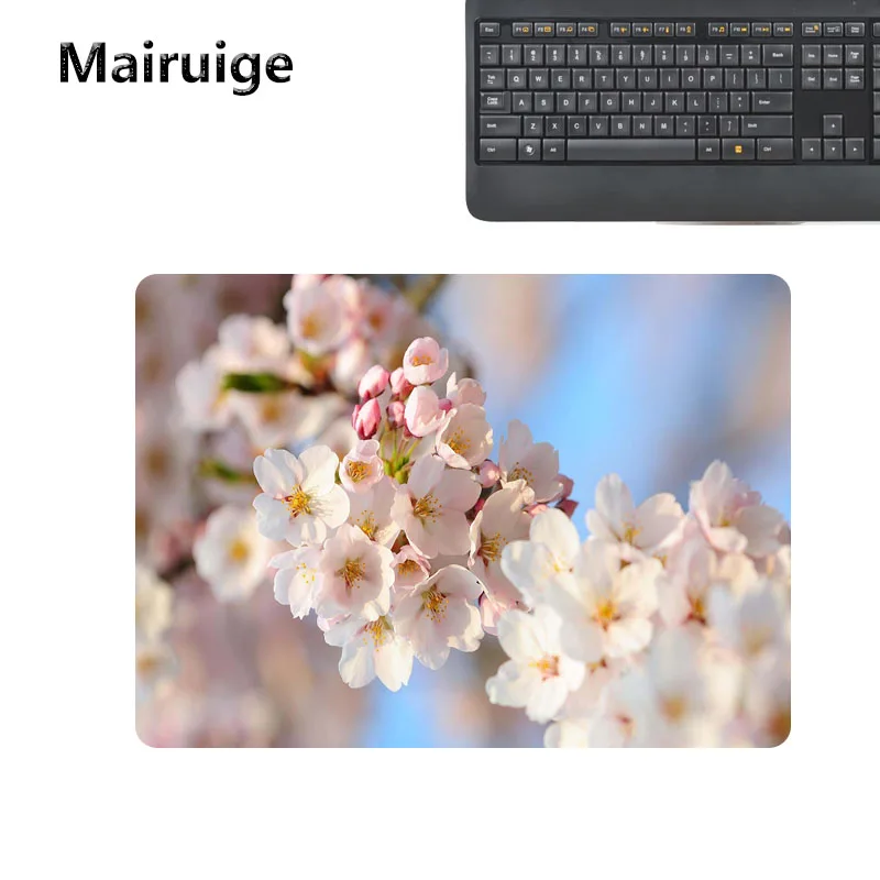 

Mairuige cherry blossom mouse pad, beautiful flowers, rubber small size non-slip keyboard pad, home office desk pad