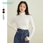 INMAN женский свитер осень-зима винтажный минималистичный с вышивкой водолазка тонкий эластичный разноцветный вязаный пуловер Топ