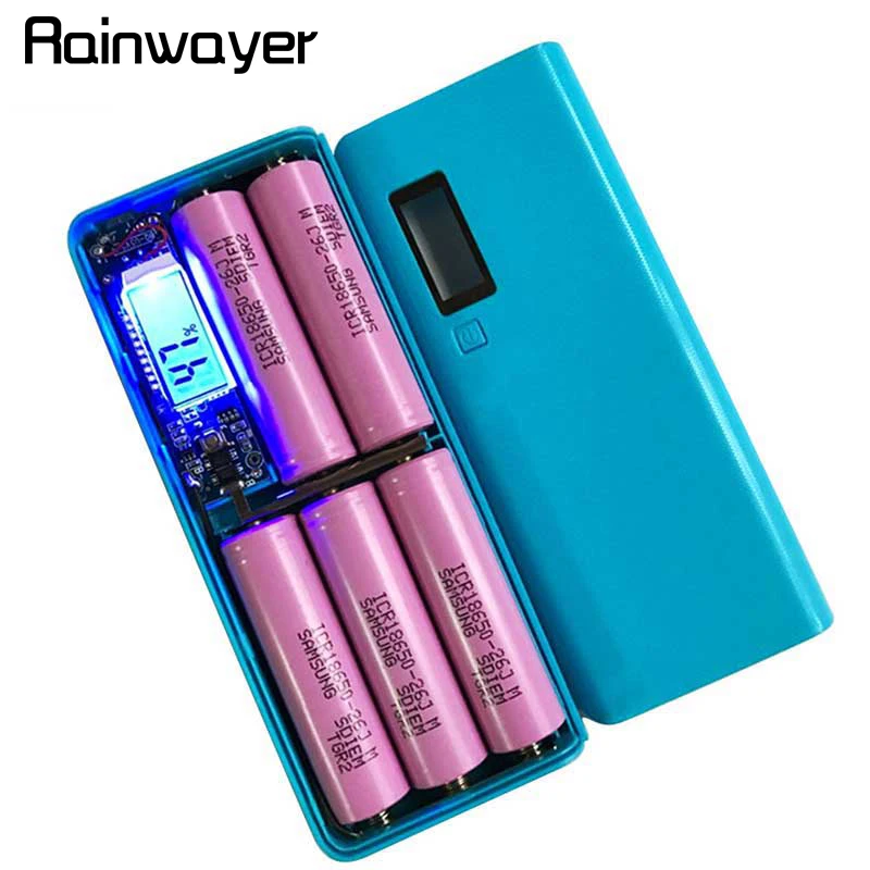 Rainwayer 5V Dual USB Автомобильное зарядное устройство 5x18650 Power Bank контейнер под элемент