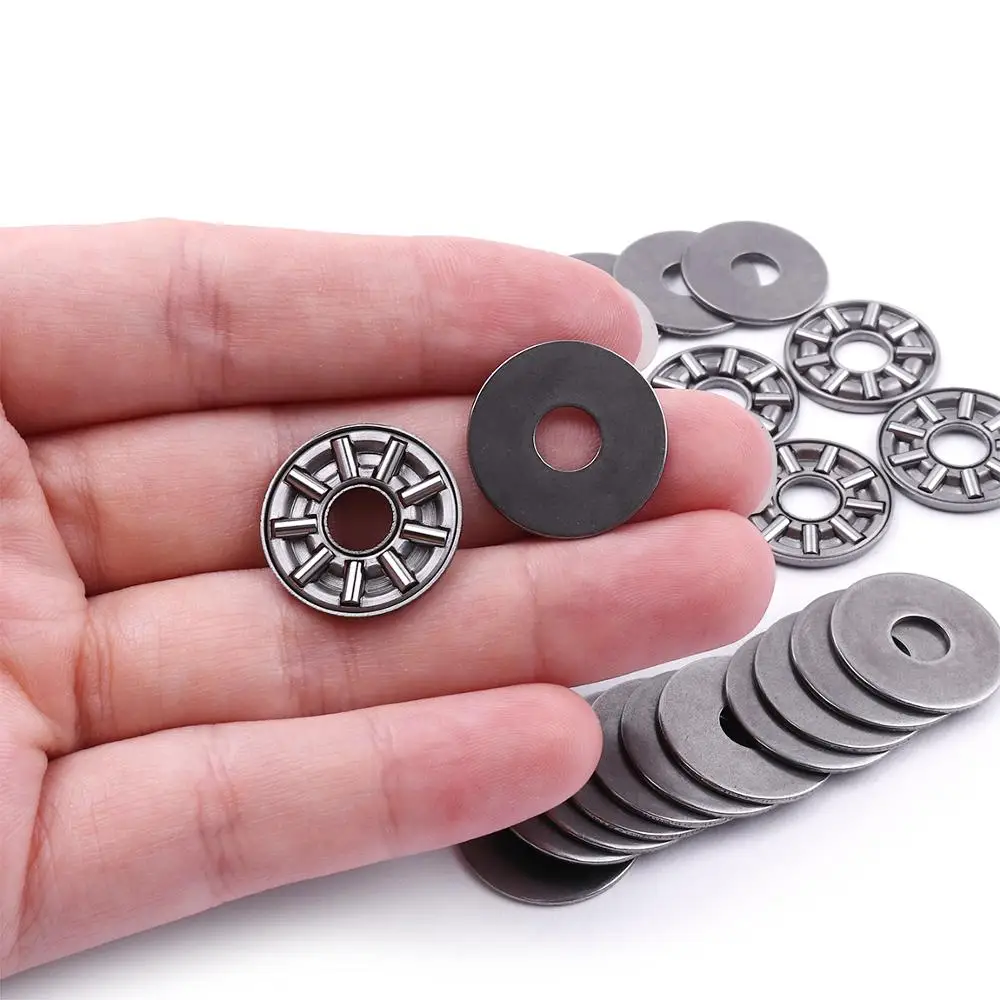 

10sets Miniature Bearing Steel Thrust Needle Roller Bearings Ultra Thin Shim Thrust Bearings Inner Diameter 6/8/10/15/17mm
