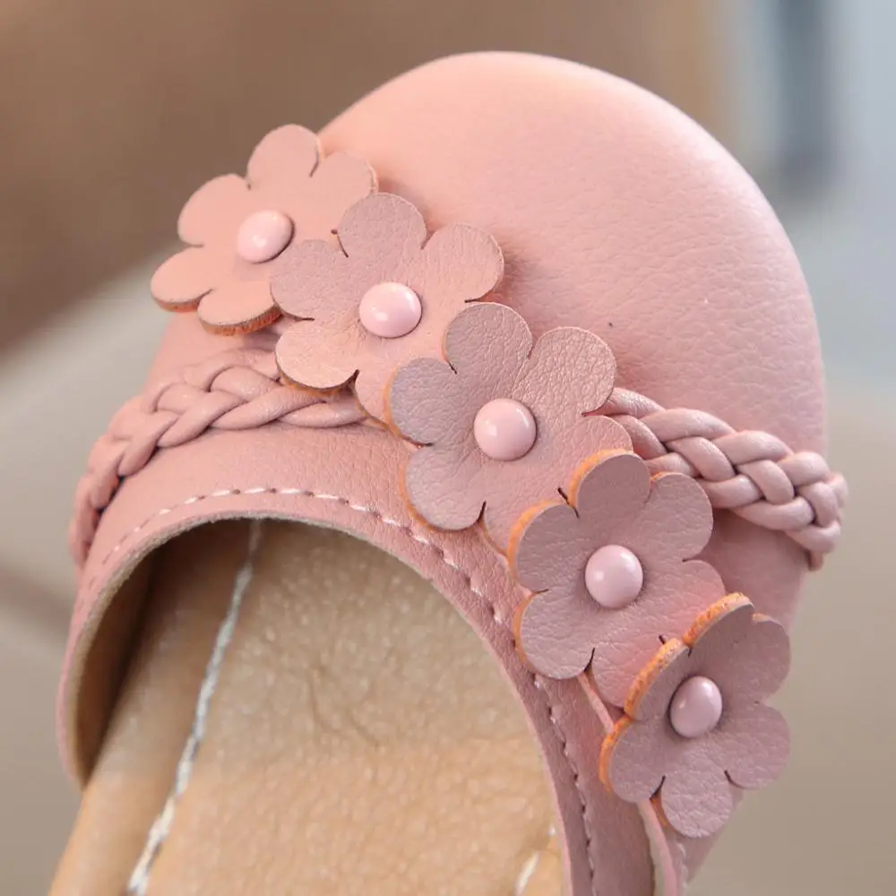 Детская тканая Цветочная обувь для принцессы сандалии из мягкой кожи девочек 40J23