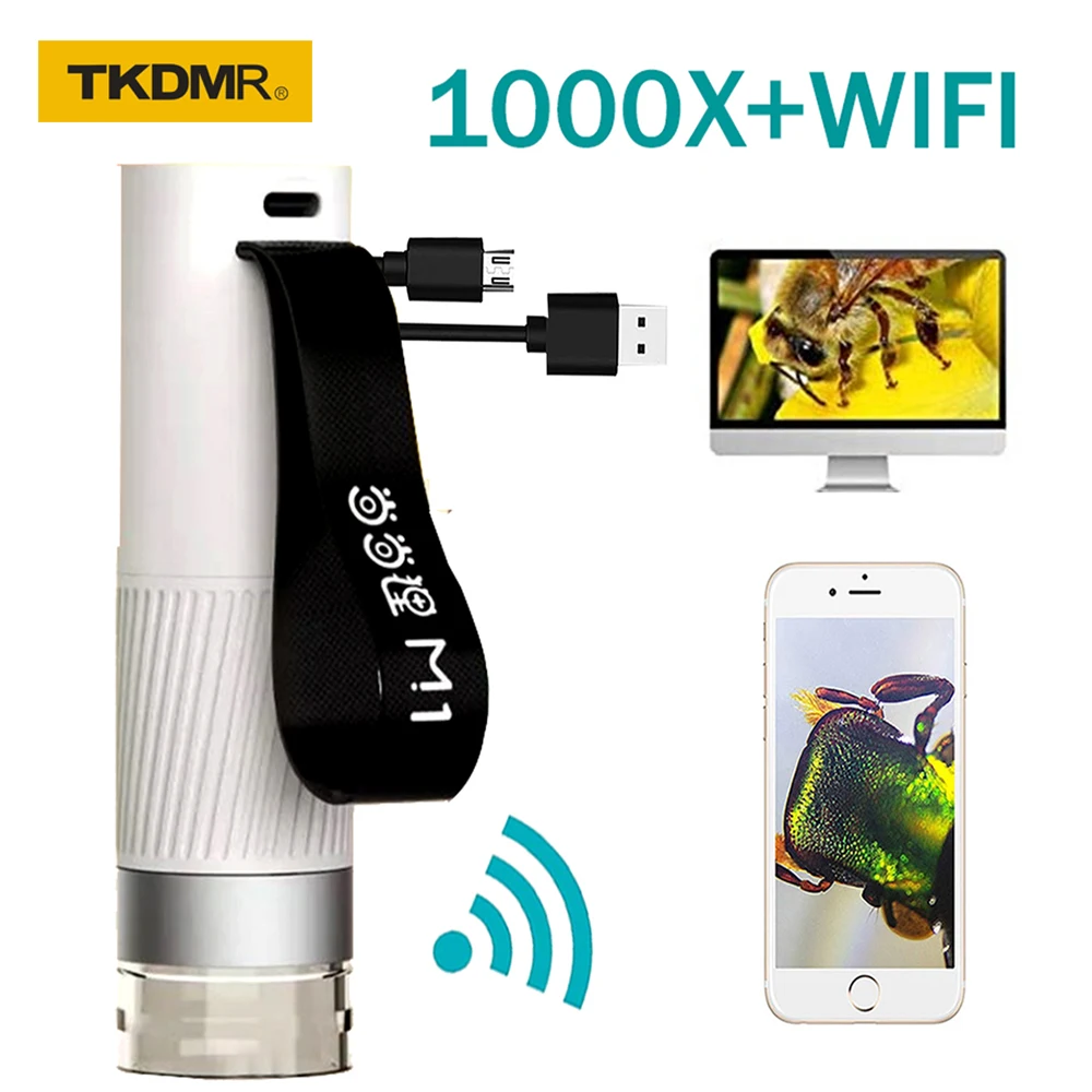 Цифровой портативный Биологический микроскоп 1000X Wi Fi обучающая игрушка для дома