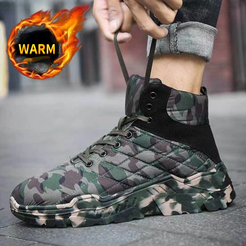 

Мужские зимние ботинки Coslony, водонепроницаемые зимние ботинки мартинсы, Мужская нескользящая обувь на шнуровке, плюшевые теплые модные пов...