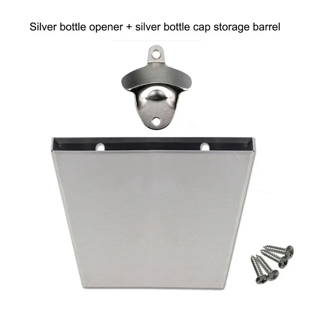 1PC Wall Mounted Bar Beer Bottle Opener with Screws Cap Catcher Box stainless steel Glass Home Decoration | Дом и сад