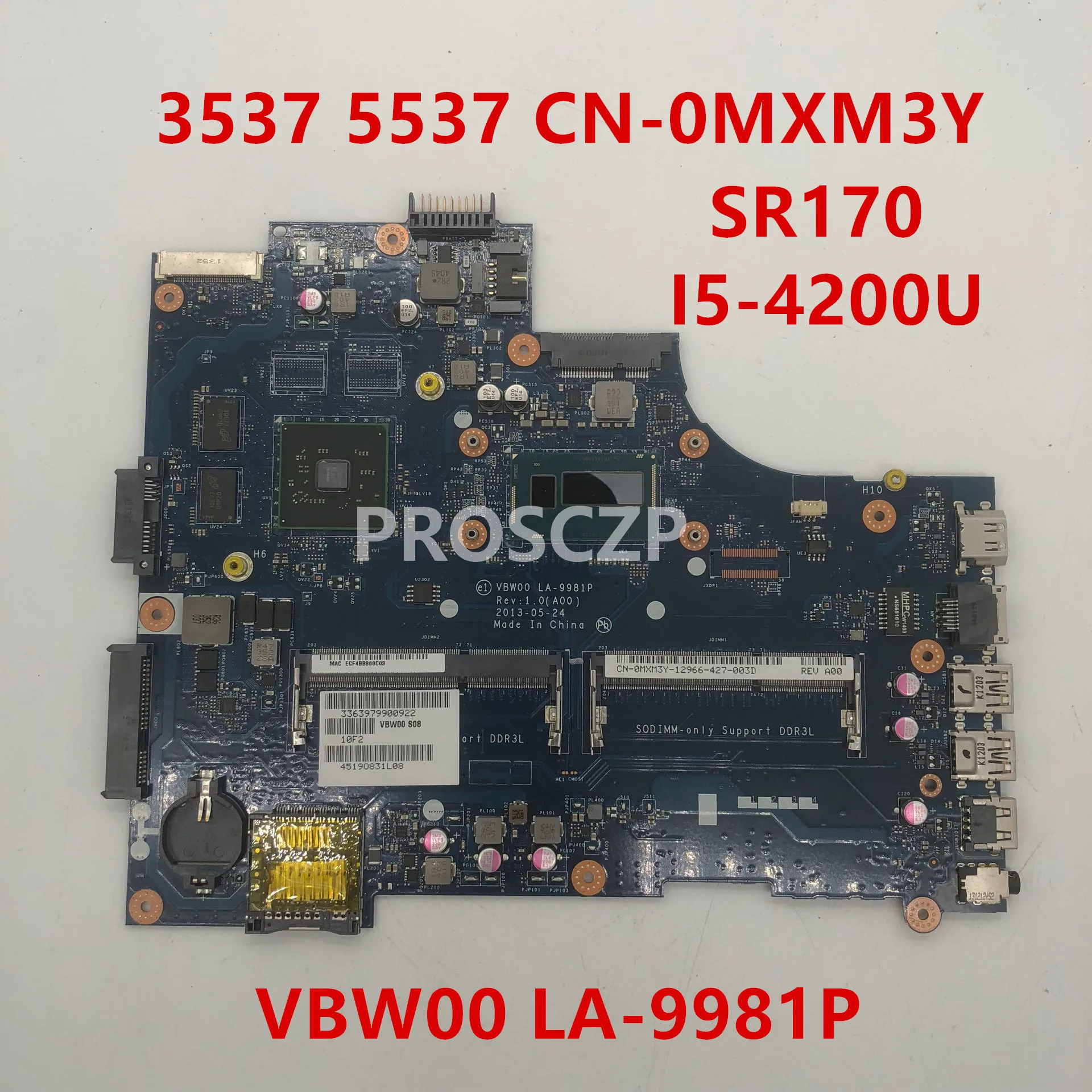Бесплатная доставка Для 3537 5537 CN-0MXM3Y 0MXM3Y MXM3Y aptop материнская плата VBW00 LA-9981P с SR170