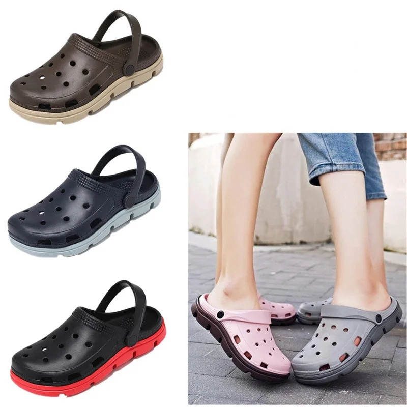 

Summer Beach Flats Sandals Lightweight Outdoor Ladies Casual Jelly Shoes Soft Bottom Hollow Out Flip Flops Couple Slippers