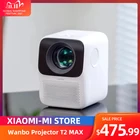Глобальная версия Wanbo проектор T2 MAX 1080P Android 16GB боковая проекция четырехсторонняя коррекция трапецеидальных искажений портативный мини домашний кинотеатр