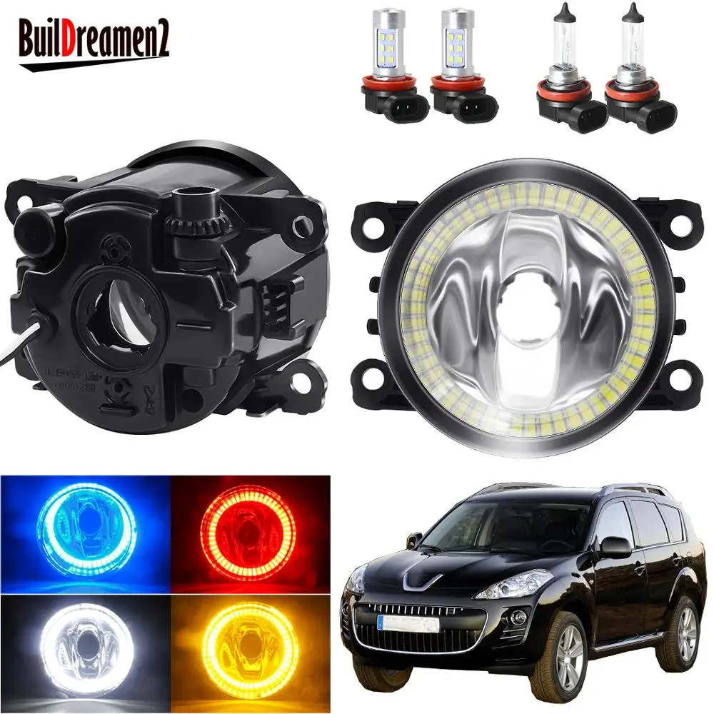 

Ангел глаз туман светильник в сборе для Peugeot 4007 GP _ 2007-2013 передний бампер автомобиля противотуманных фар с Halo Кольцо дневного светильник 12V