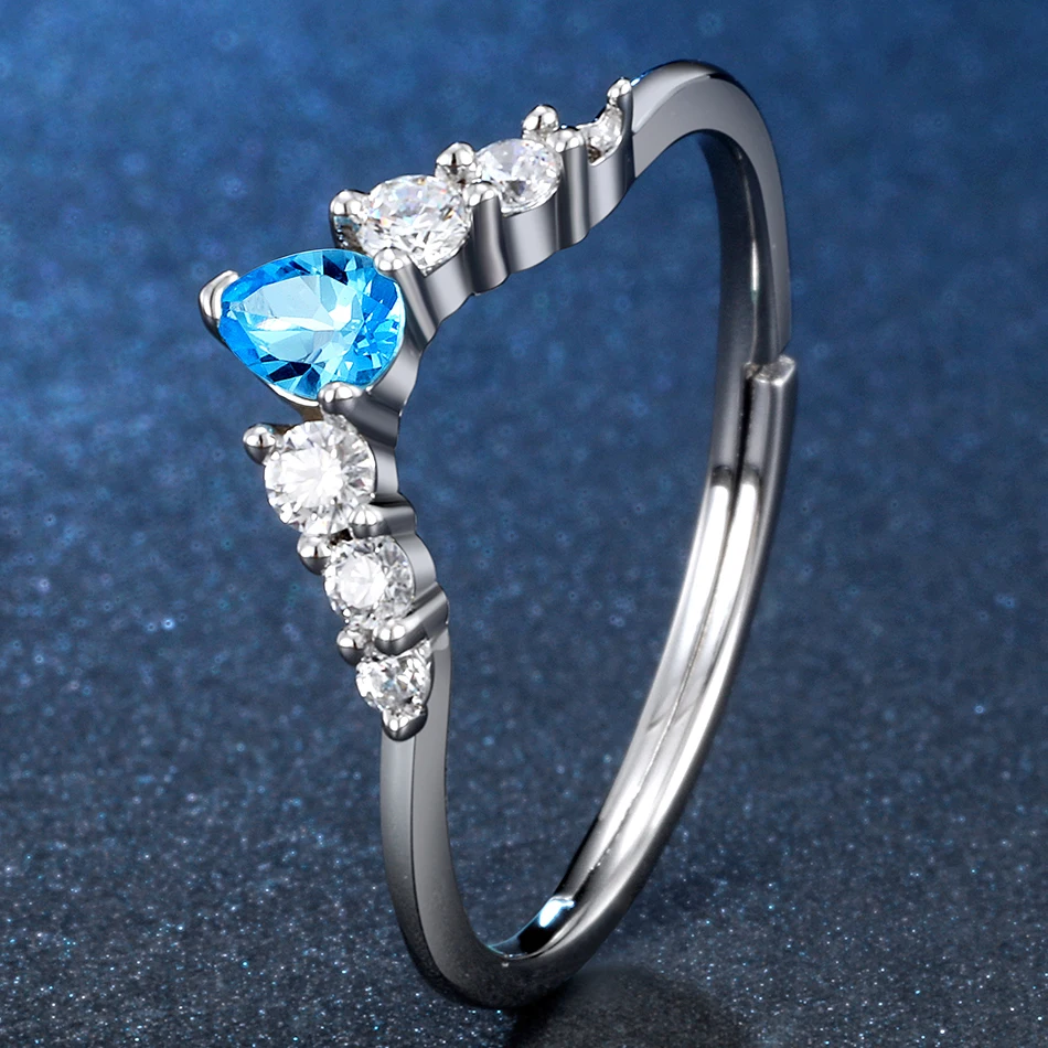 ALLNOEL 925 пробы серебряное кольцо с камнями покрытое белым золотом Натуральный