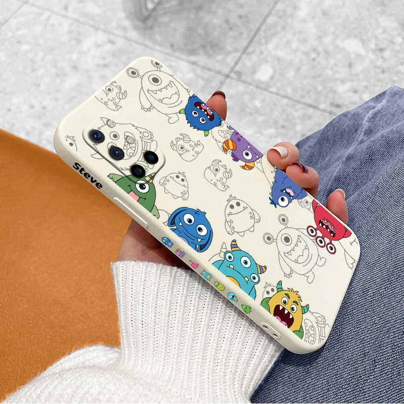 

Apollo's Little Monster Square Liquid Silicone Case For Oneplus 8t 9 9pro 9r pro Soft Phone Cover Case