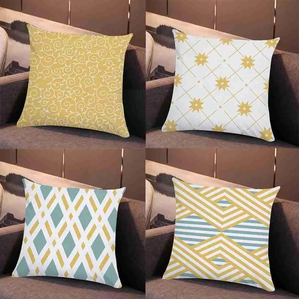 

Cushion Cover Yellow Blue Geometry Striped Curve Pillowcase Cover Pillows Plush Pillow Soft Case Garden Pillow Short Throw H4I3
