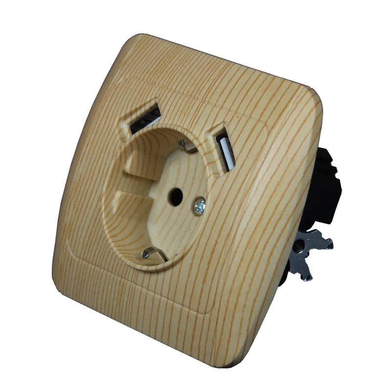 2020 Design Wall USB Socket 5V2A EU Standard Extension Outlet With Dual Home Usb Plug Charger Power Wood color E7 | Обустройство дома