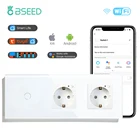 BSEED Wi-Fi настенные сенсорные выключатели с умная двойная ЕС Мощность розетки 123 123way Google Alexa светильник переключатели приложение Управление