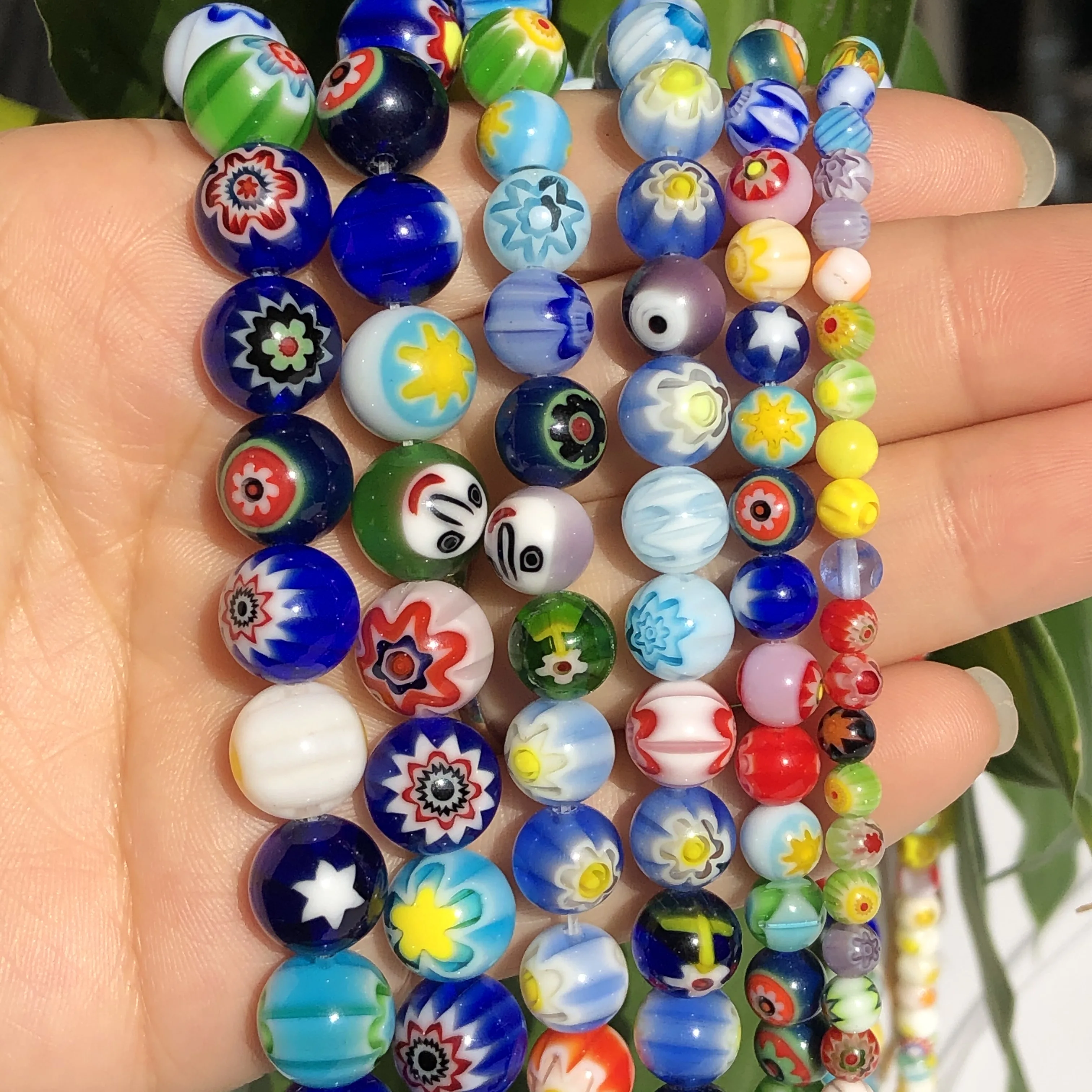 

4 6 8 10mm Murano Lampwork Flower Beads For Jewelry Making Diy Bracelet Necklace Crafts Accessories Multicolor Round Glass Beads