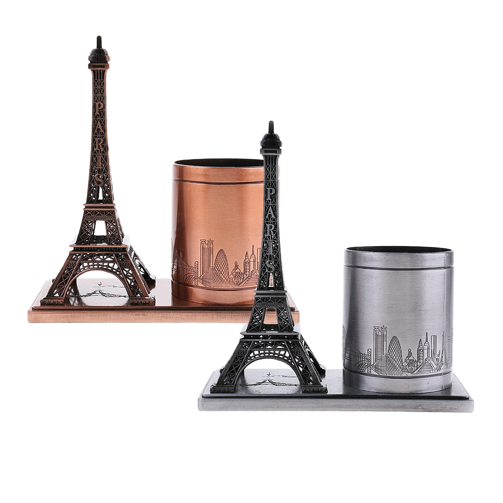 

1pc Tower Figurine Metal Pen Container Pen Holder Desk Organizer
