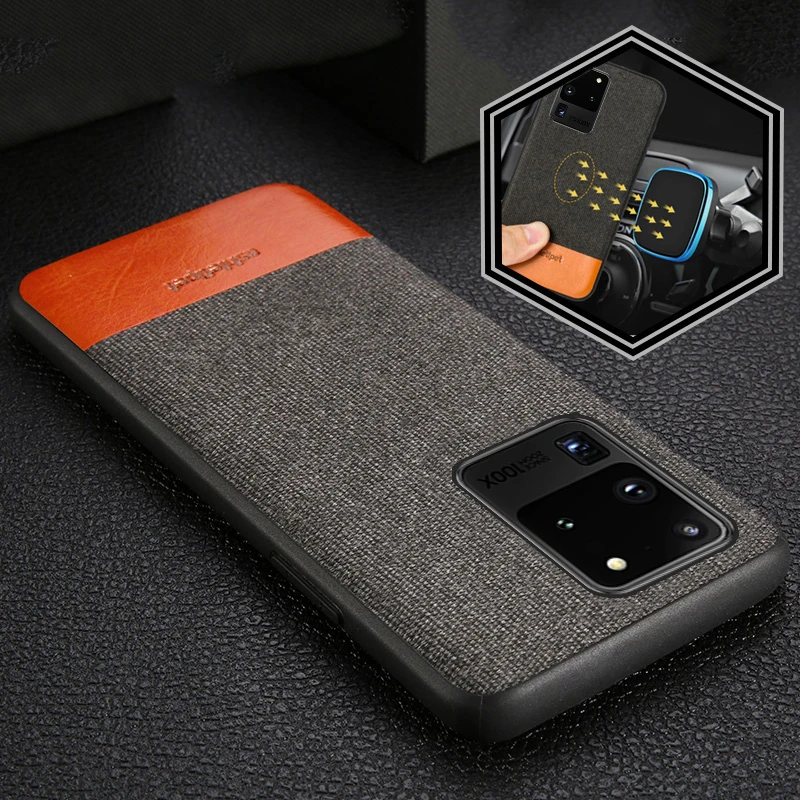 Магнитный чехол из холста и кожи для Samsung Galaxy S20 Ultra FE S8 S9 S10 Plus Note 20 10 8 A50 A51 A71 A40 A41 A30