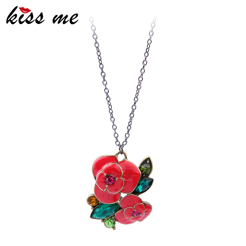 Модные аксессуары женское дизайнерское длинное ожерелье с глазурью розы оптовая