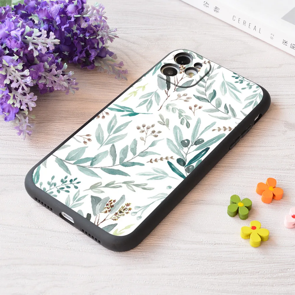 

For iPhone Eucalyptus Pattern Print Soft Matt Apple Case